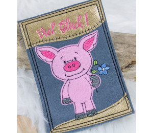 Stickdatei - Schwein mit Blume